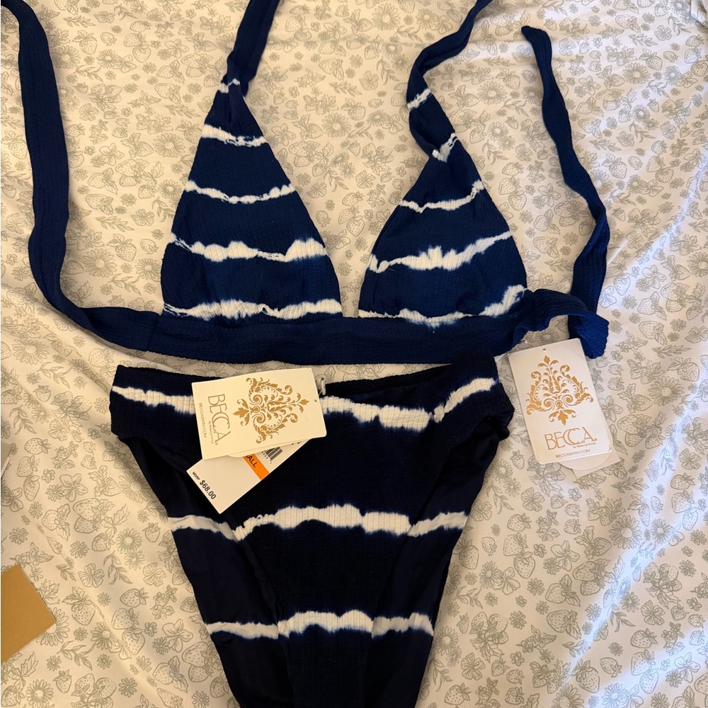 BECCA Navy and White Tie-Dye Bikini